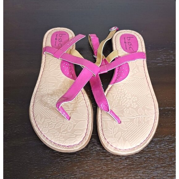 BOC‎ Born Concepts Open Toe Flat Pink Buckle Sandals Women's Size 9 - Picture 1 of 7